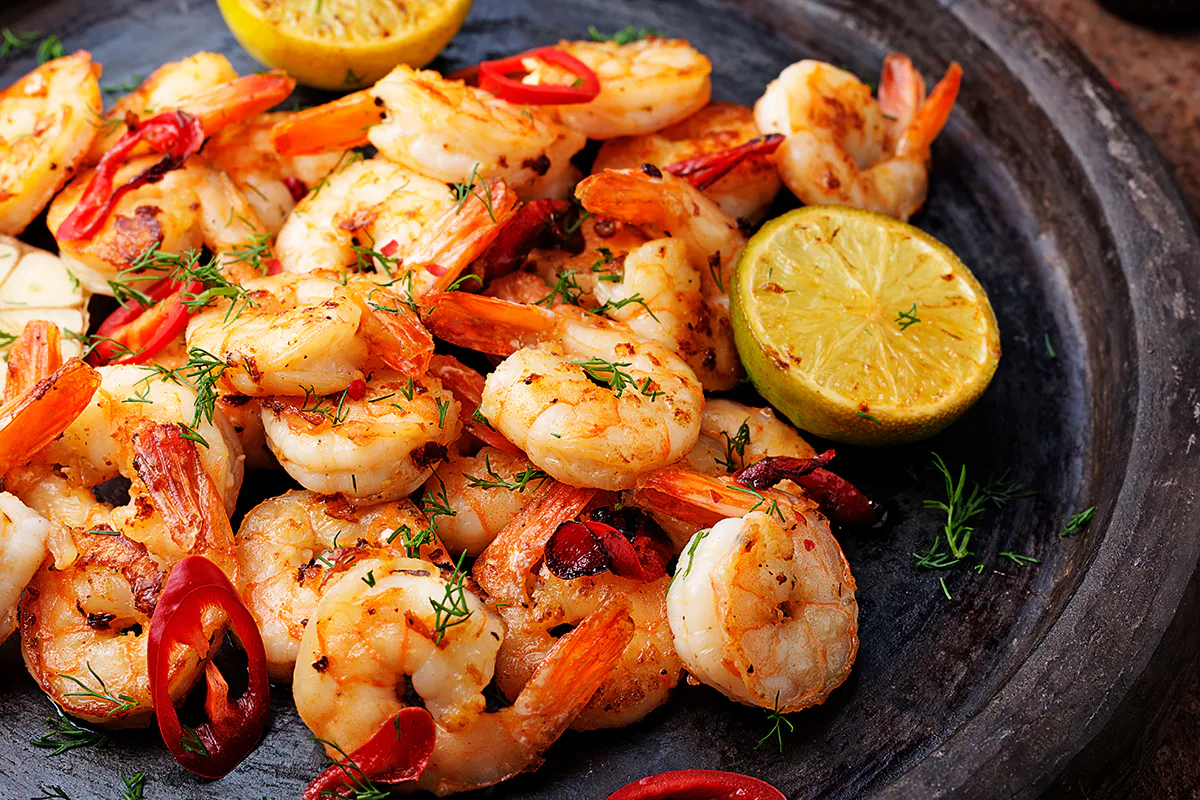 Garlic butter shrimp with lime and chili at Crab House, a Cajun Seafood Restaurant in Modesto